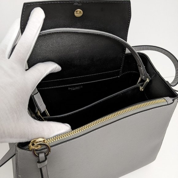 Zara Basic Collection Gray Handbag Crossbody Adjustable Button Closure Pocket - Picture 8 of 16